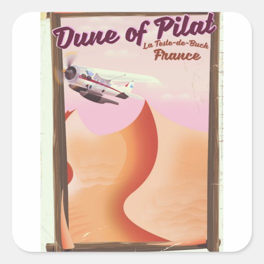 Duin van Pilat, Dunes vintage Frankrijk reisposter Vierkante Sticker (Voorkant)