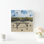 Duinen en houten hek - vierkante klok (Huis)