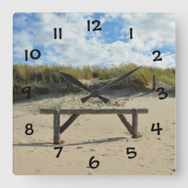 Duinen en houten hek - vierkante klok