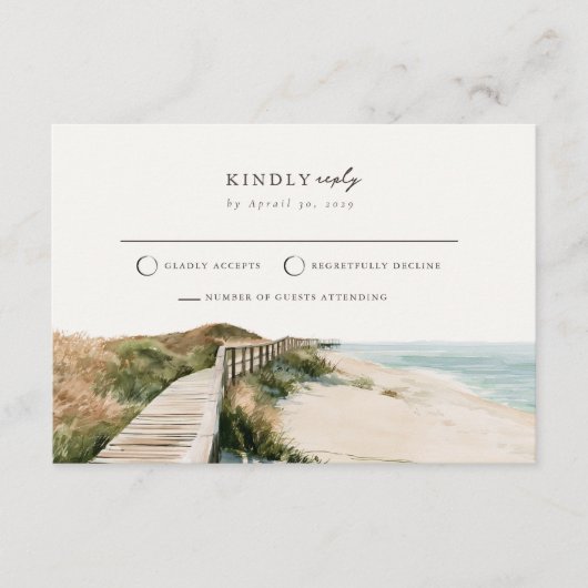Duingras Strand Outer Banks Mail Back RSVP Kaart  (Voorkant)