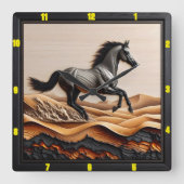 Duinsprint: gepersonaliseerde verkoold Arabisch Vierkante Klok (Voorkant)