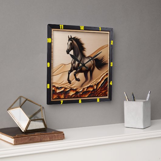 Duinsprint: verkoolde Arabische houtgeest Vierkante Klok (Kantoor)