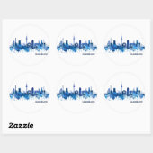 Duisburg Duitsland Skyline Blue Ronde Sticker (Vel)