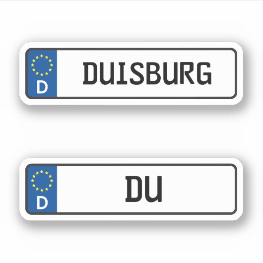 Duisburg kennzeichen, German Car License PlateGerm Sticker (Voorkant)