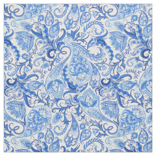  duister en licht blauw bloemenpatroon stof