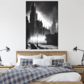 Duistere kathedraal: mysteries in de mist canvas afdruk (Insitu (Slaapkamer))