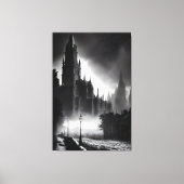 Duistere kathedraal: mysteries in de mist canvas afdruk (Voorkant)
