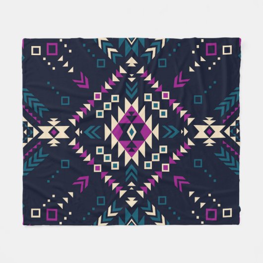 Duistere stam Navajo,  geometrisch. Fleece Deken (Voorkant (Horizontaal))
