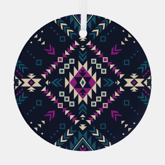 Duistere stam Navajo,  geometrisch. Glas Ornament (Achterkant)