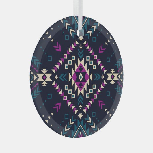 Duistere stam Navajo,  geometrisch. Glas Ornament (Voorkant Rechts)