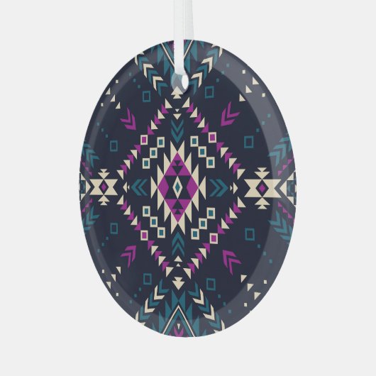 Duistere stam Navajo,  geometrisch. Glas Ornament (Voorkant links)