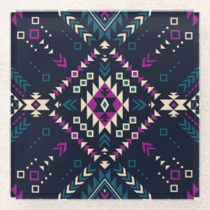 Duistere stam Navajo, geometrisch. Glazen Onderzetter