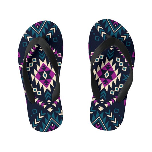 Duistere stam Navajo,  geometrisch. Kinder Teenslippers (Voetbed)