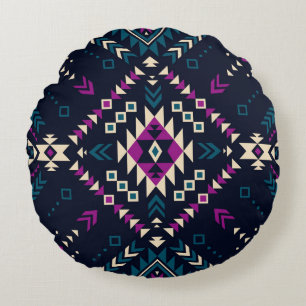 Duistere stam Navajo, geometrisch. Rond Kussen