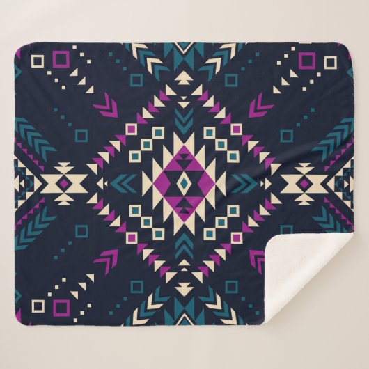 Duistere stam Navajo,  geometrisch. Sherpa Deken (Voorkant (horizontaal))