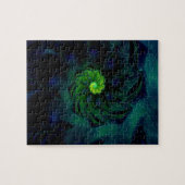 duisternis | Blauwe en groene fractale kunst Legpuzzel (Horizontaal)