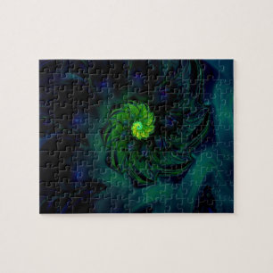 duisternis   Blauwe en groene fractale kunst Legpuzzel