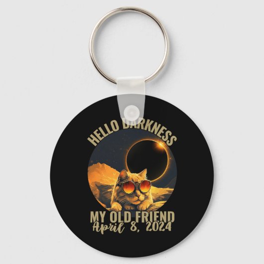 Duisternis Mijn oude vriend kat met zonne-eclips g Sleutelhanger (Voorkant)