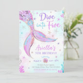 Duit in Vijf Zeemeermin Paars Turkoois 5e Zeemeerm Kaart (Staand voorkant)