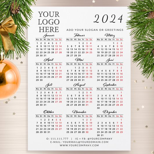 Duits 2024 Bedrijfskalender Magneet Uw Logo