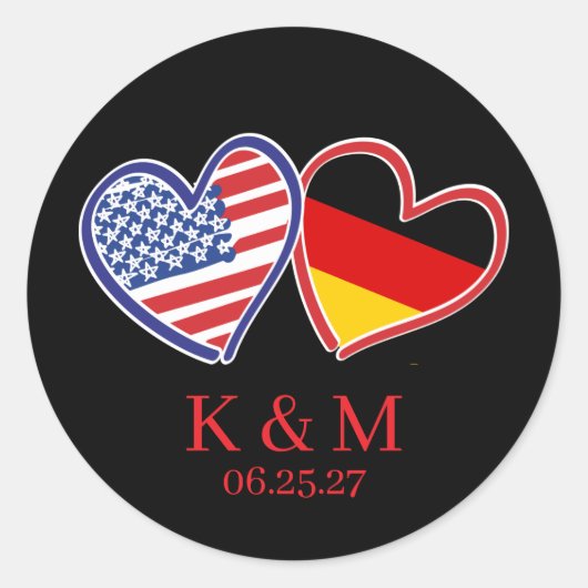 Duits-Amerikaanse bruiloft Ronde Sticker (Voorkant)