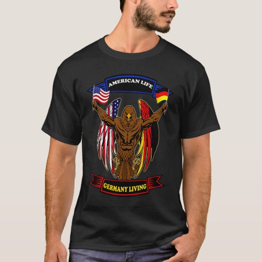 Duits-Amerikaanse patriottische adelaar Vlaggenpat T-shirt (Voorkant)