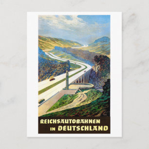 Duits Autobahn Vintage-Poster voor reizen teruggez Briefkaart