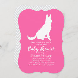 Duits Baby shower Shepherd Dog Frans roze meisje Kaart