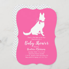Duits Baby shower Shepherd Dog Frans roze meisje Kaart