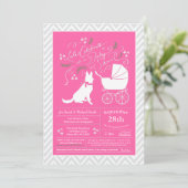 Duits Baby shower Shepherd Dog Frans roze meisje Kaart (Staand voorkant)