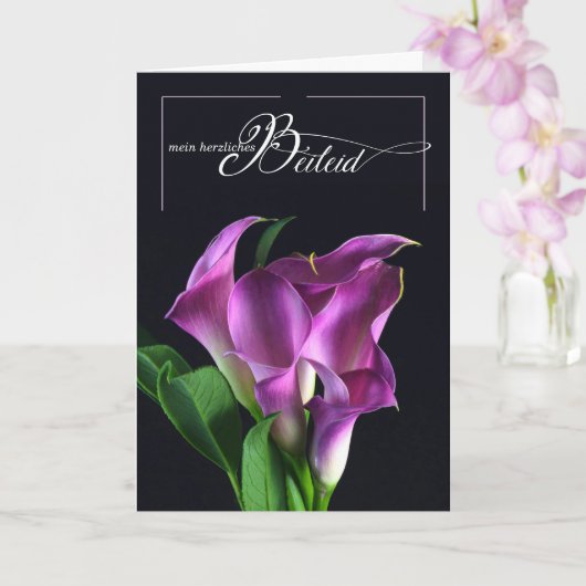Duits Beileid Paarse Lelies Kaart (Orchidee)