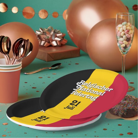 Duits Belgischer Nationalfeiertag Belgische vlag Papieren Bordje (Multi)