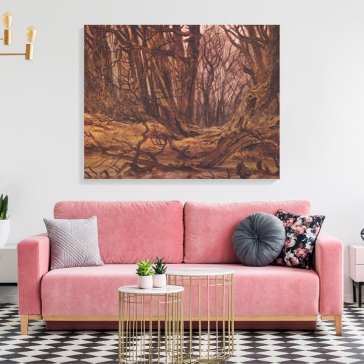 Duits bos in de Herfst (David Caspar Friedrich) Canvas Afdruk (Insitu (Woonkamer))