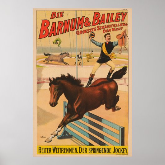 Duits circus Poster van een Man staande op paard (Voorkant)