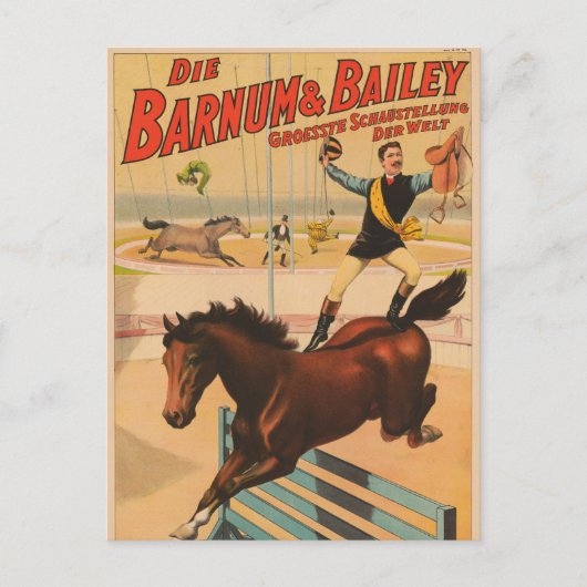 Duits circus Poster van een Man staande op paard Briefkaart (Voorkant)