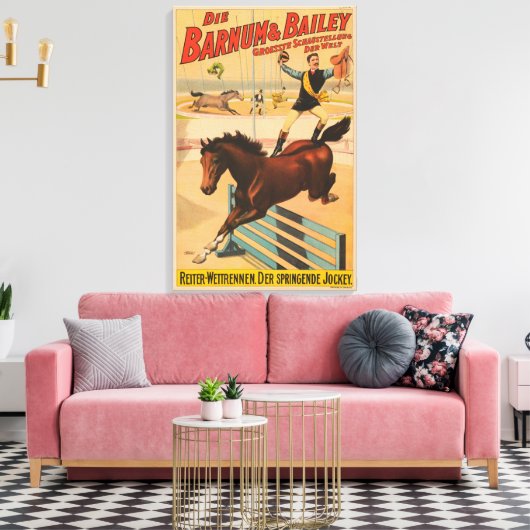 Duits circus Poster van een Man staande op paard Canvas Afdruk (Insitu (Woonkamer))