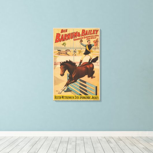 Duits circus Poster van een Man staande op paard Canvas Afdruk (Insitu (Houten vloer))