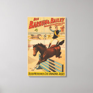 Duits circus Poster van een Man staande op paard Canvas Afdruk