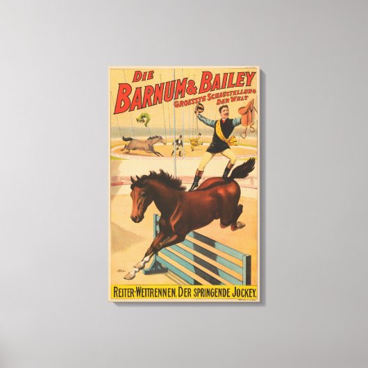 Duits circus Poster van een Man staande op paard Canvas Afdruk (Voorkant)