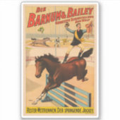 Duits circus Poster van een Man staande op paard Sticker (Voorkant)