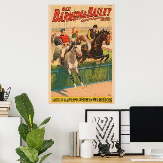 Duits circus Poster van jockeys op paarden (Thuiskantoor)