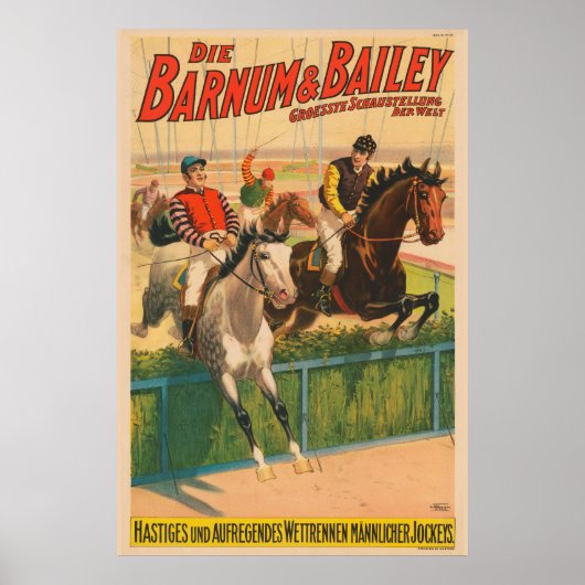  Duits circus Poster van jockeys op paarden (Voorkant)