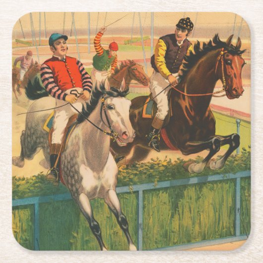  Duits circus Poster van jockeys op paarden Kartonnen Onderzetters (Voorkant)