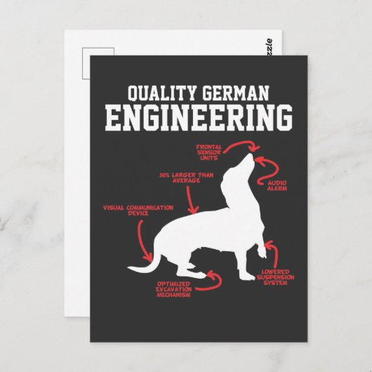 Duits Dachshund Dog Weiner Engineering Funny Pupp Briefkaart (Voorkant / Achterkant)