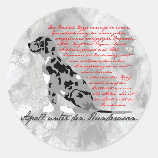 Duits: Dogge Ronde Sticker (Voorkant)