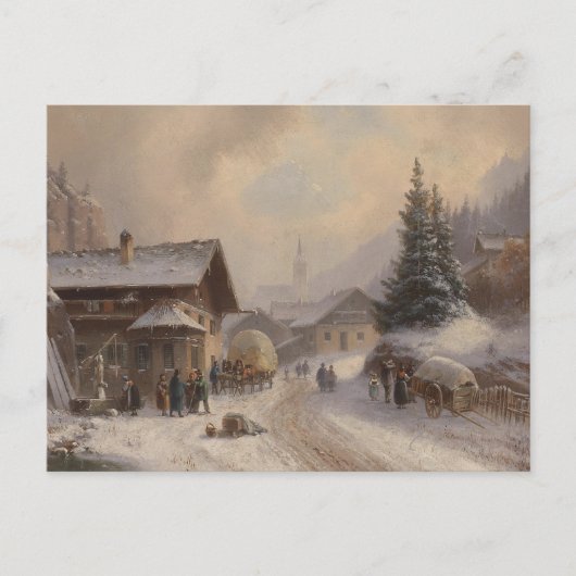 Duits dorp in de winter briefkaart (Voorkant)