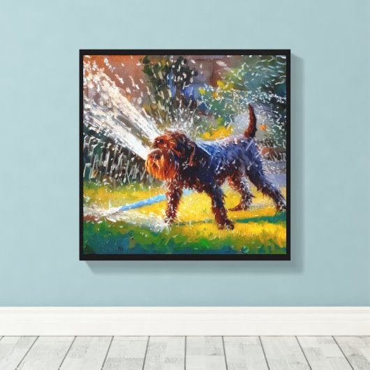 Duits Draadharige Pointer Hond Canvas Afdruk (Insitu (Houten vloer))