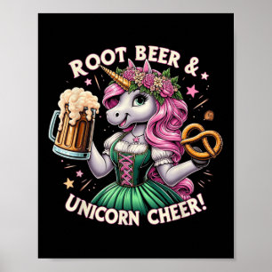 Duits Drinken Eenhoorn Bier Pretzel Grappig Feest Poster