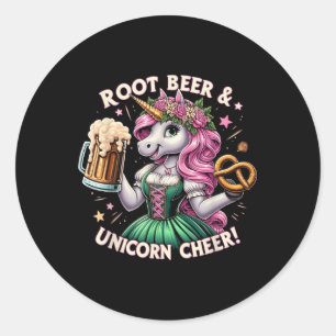 Duits Drinken Eenhoorn Bier Pretzel Grappig Feest Ronde Sticker