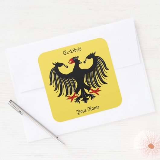 Duits Eagle Bookplaat Vierkante Sticker (Envelop)